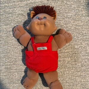 Brown Plush Toy with Red Overalls